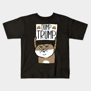 Funny Dump Trump Poop Emoticon Protest Cat Kids T-Shirt